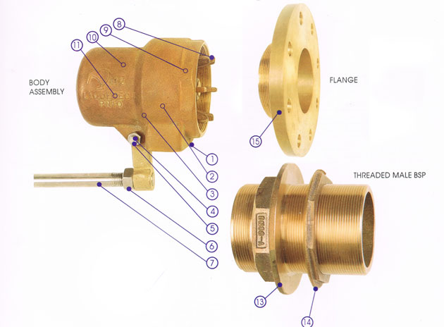 Close-up of a high-quality bronze equilibrium float valve